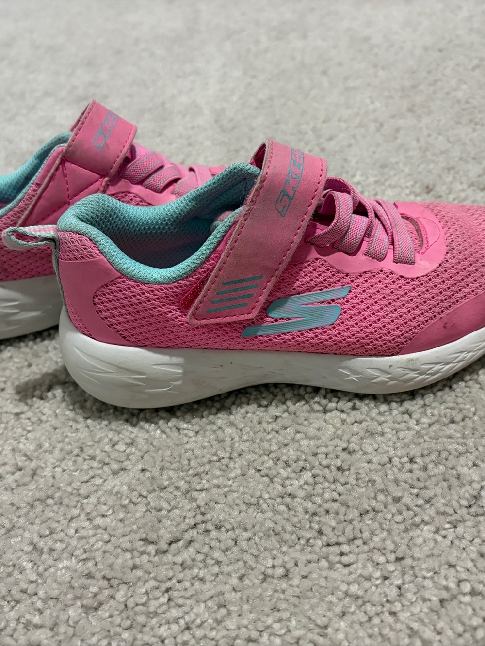 Skechers Kids Pink and Teal Hook-and-Loop Athletic Sneakers